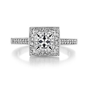 ✨ Diamond Square Halo, Princess Cut Stunning Engagement Ring ✨